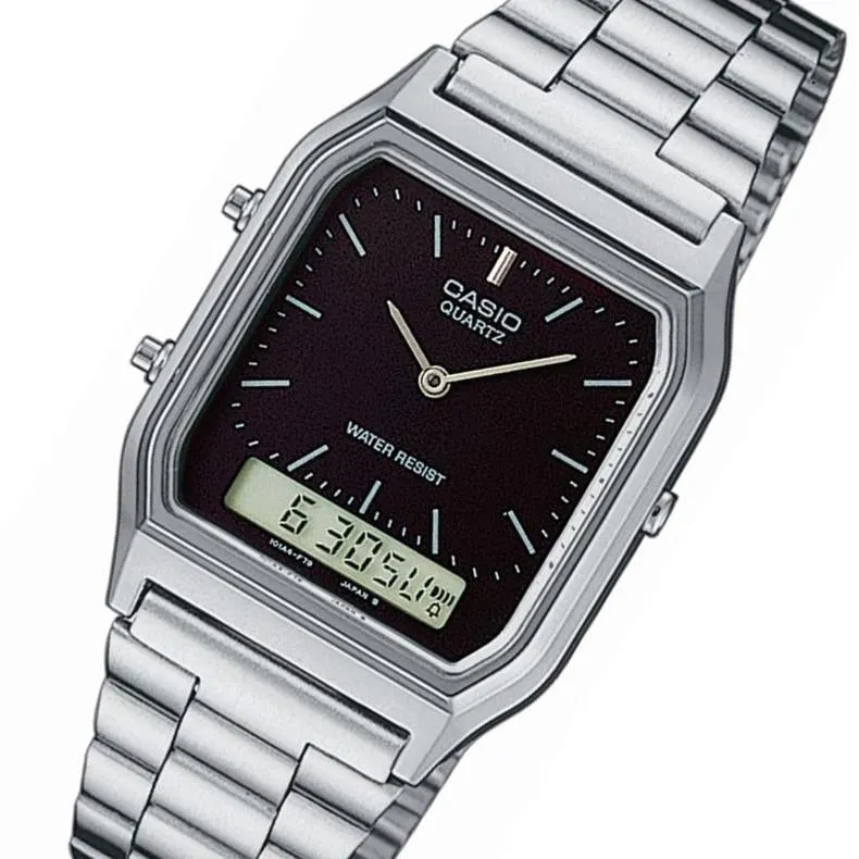 Casio Classic Silver Steel Analogue-Digital Unisex Watch - AQ230A-1D