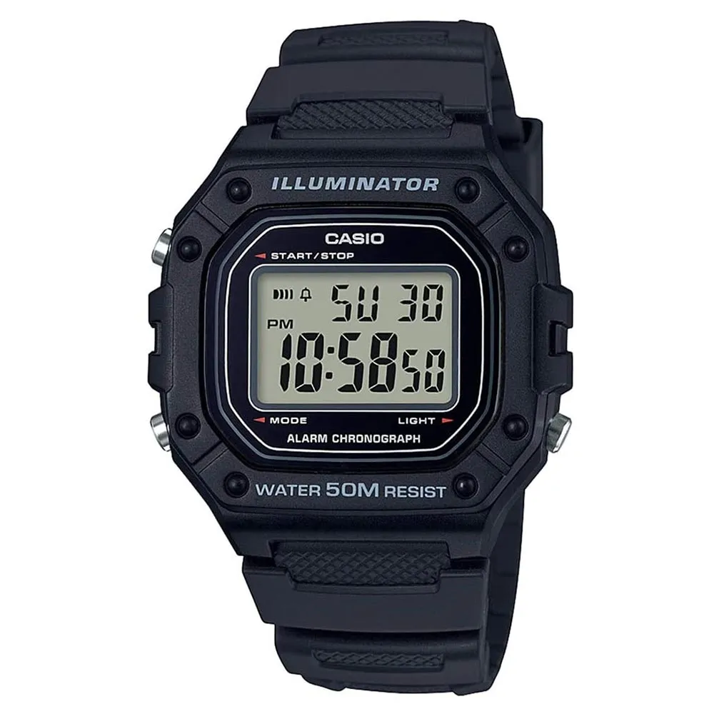 Casio Illuminator Black Resin Digital Unisex Watch - W218H-1A