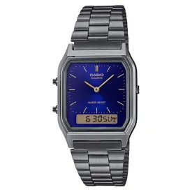 Casio Vintage Gray Steel Blue Dial Analogue-Digital Unisex Watch - AQ230GG-2A