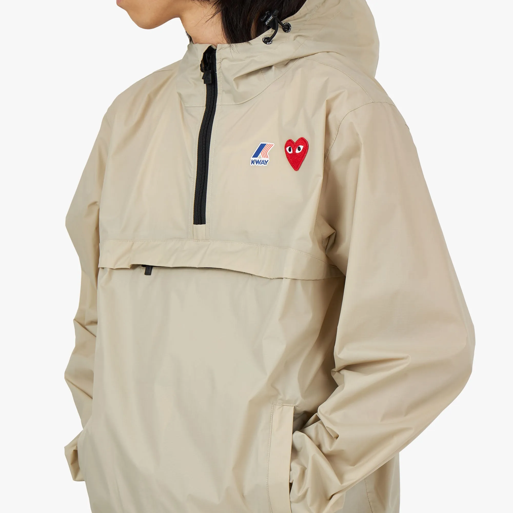 COMME des GARÇONS  PLAY x K-Way Half Zip Jacket / Beige