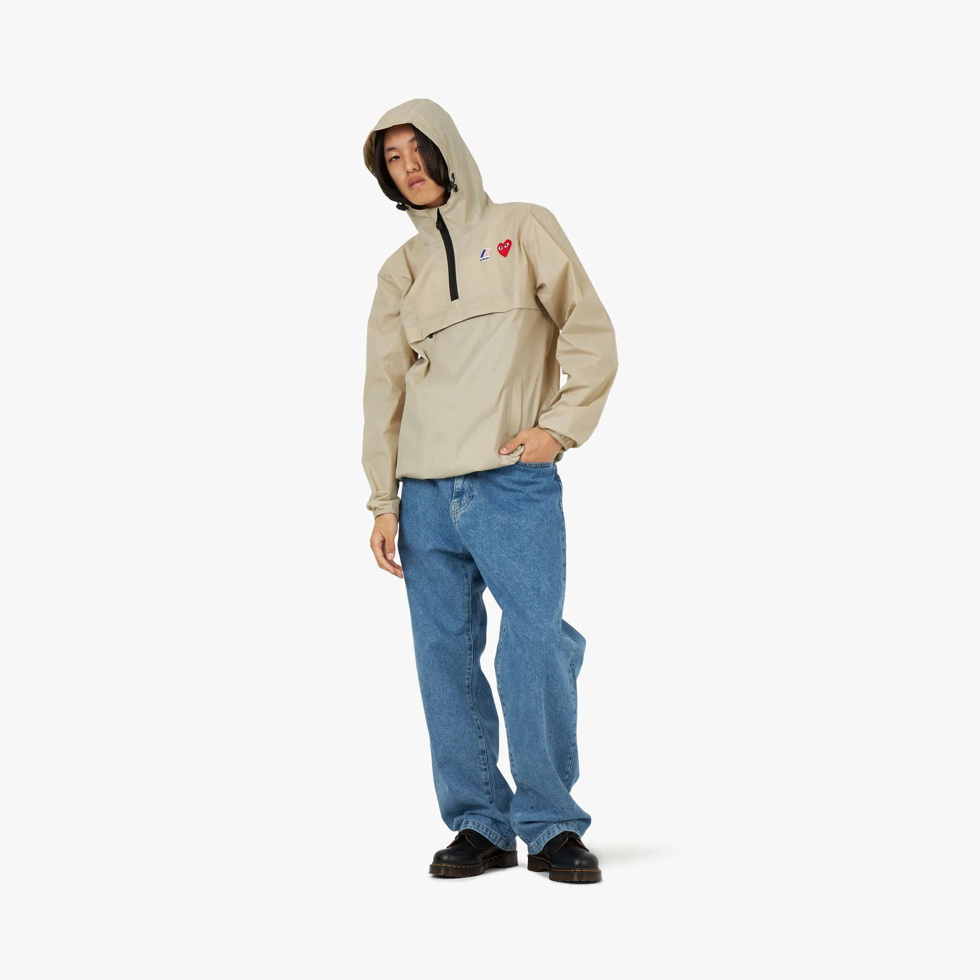 COMME des GARÇONS  PLAY x K-Way Half Zip Jacket / Beige