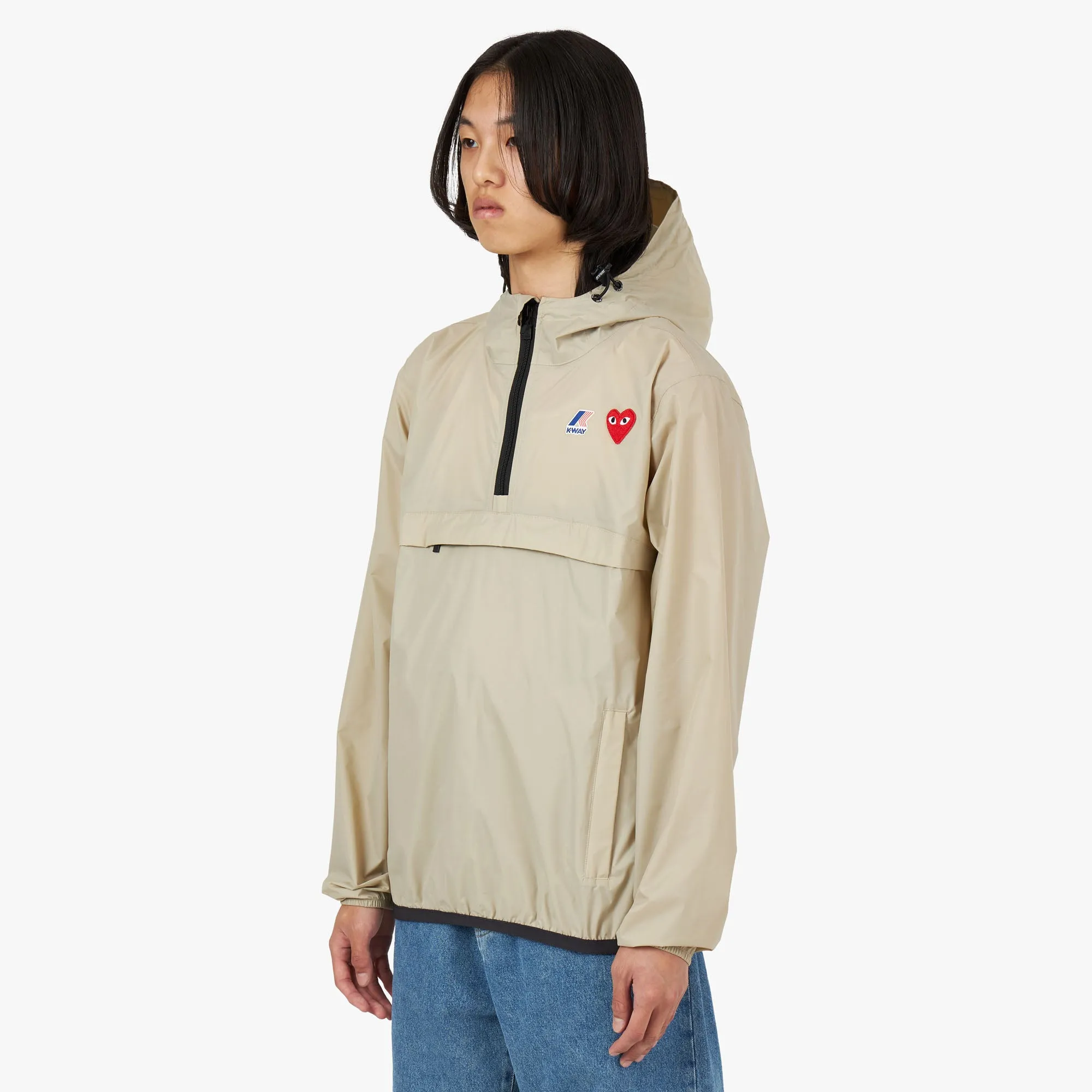 COMME des GARÇONS  PLAY x K-Way Half Zip Jacket / Beige