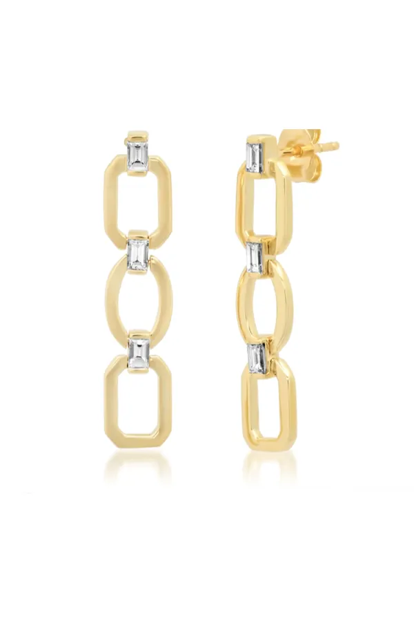 Diamond Baguette Flat Link Earring