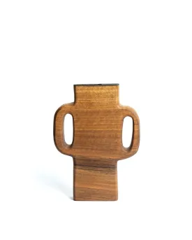 Double Handles Black Cambium Wood Vase