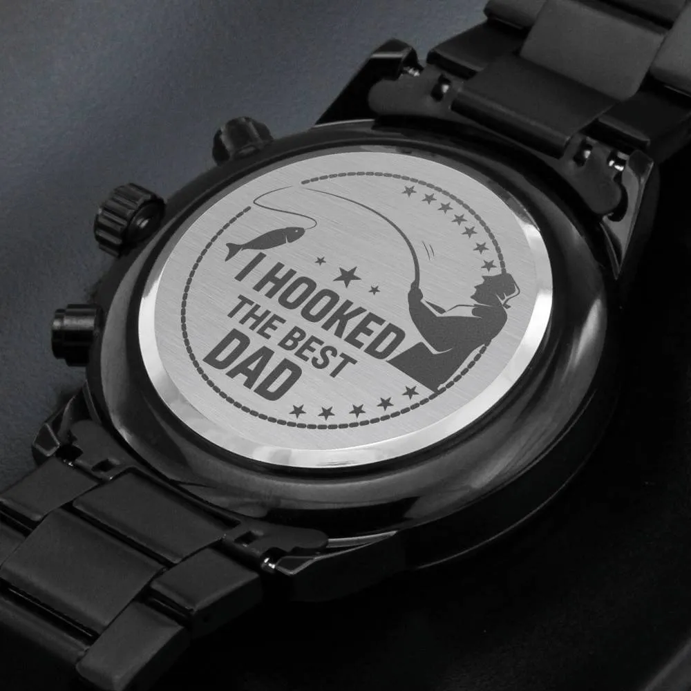 Engraved Chronograph Watch "I Hooked the Best Dad" Christmas Gift For Dad