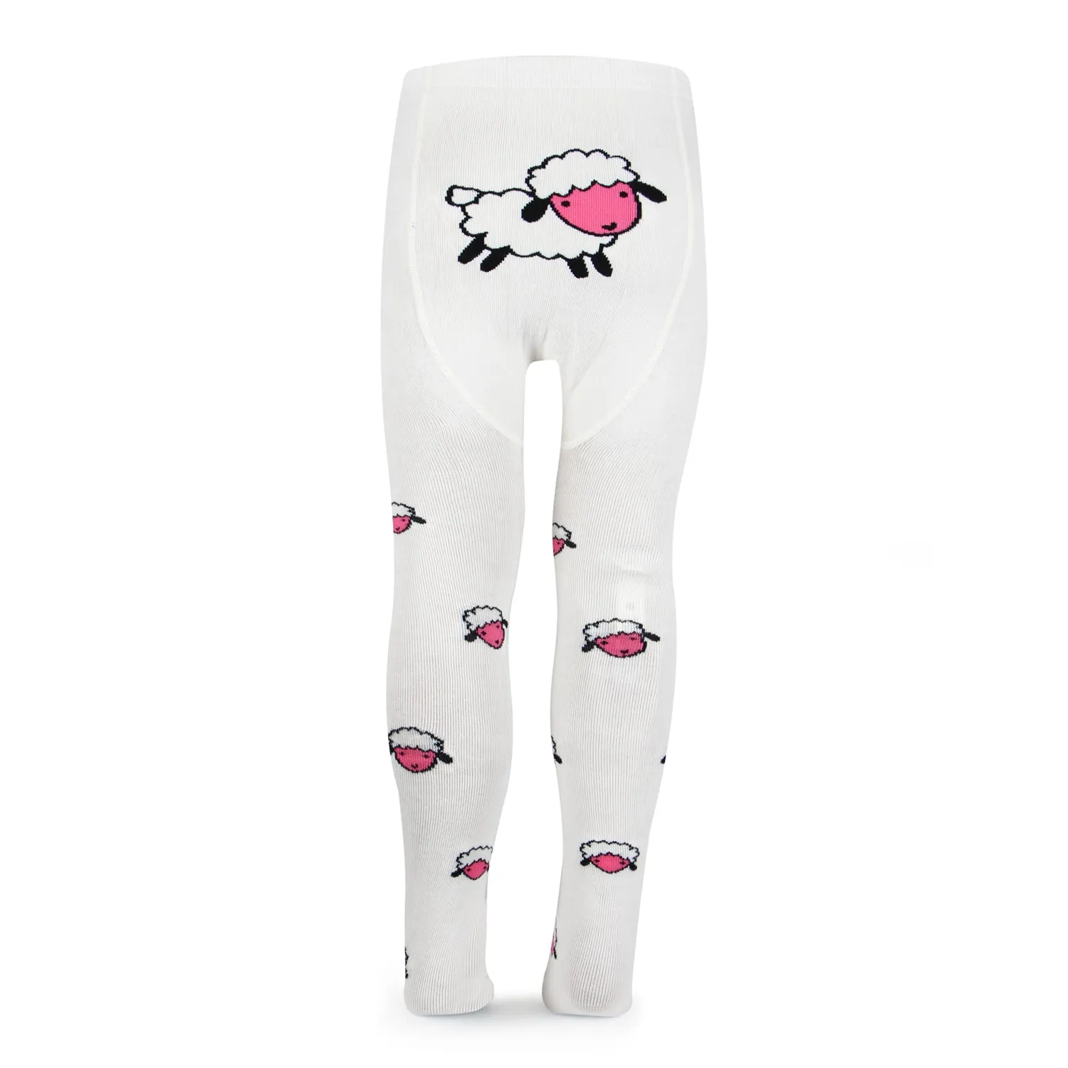 Fancy knitted Sheep Print Tights for Baby Girls & Baby Boys - Ivory