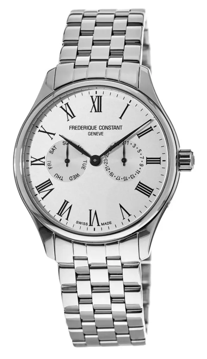 Frederique Constant Classics Stainless Steel Silver Dial Day/Date Quartz Mens Watch FC-259WR5B6B