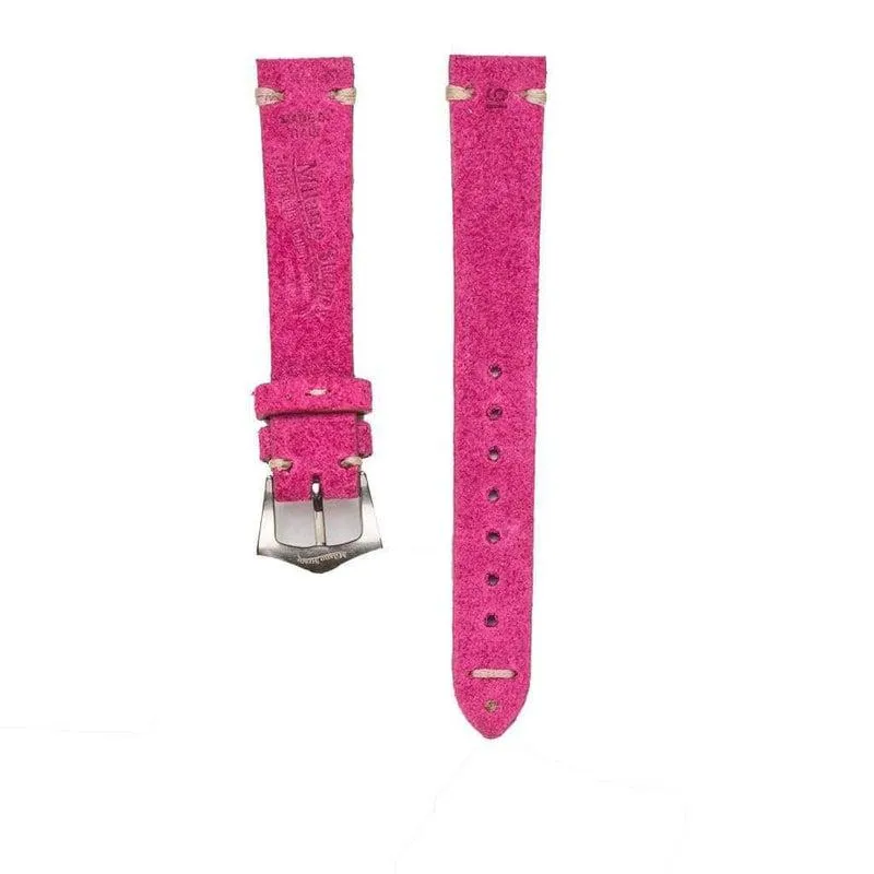 Fuchsia Suede Vintage Leather Watch Strap