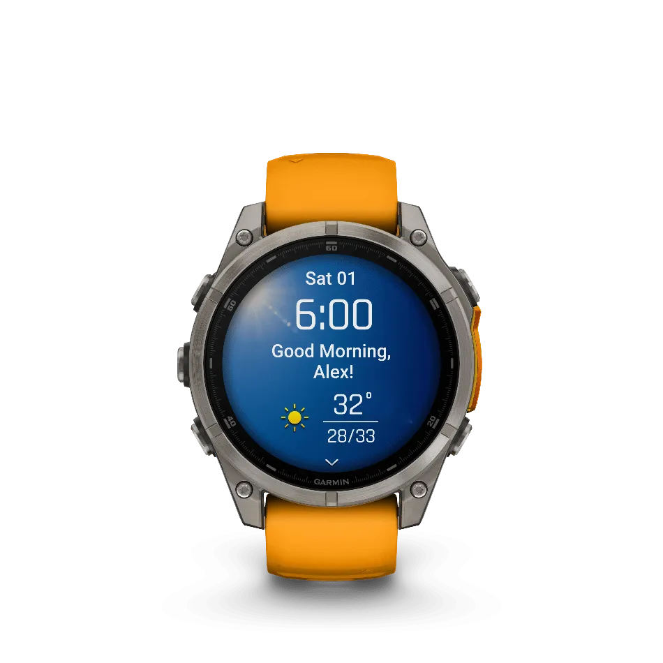 Garmin Fenix 8, 47mm, AMOLED, Sapphire, Titanium and Graphite with Spark Orange and Graphite Band