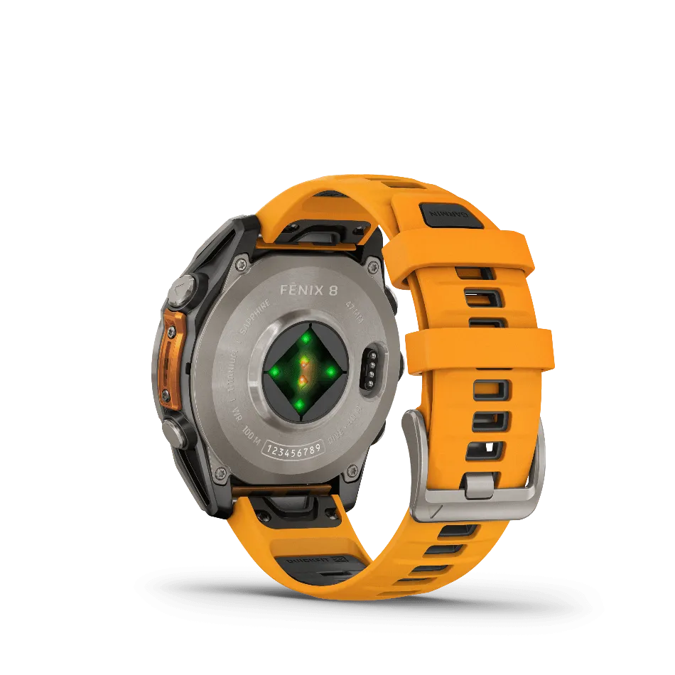 Garmin Fenix 8, 47mm, AMOLED, Sapphire, Titanium and Graphite with Spark Orange and Graphite Band