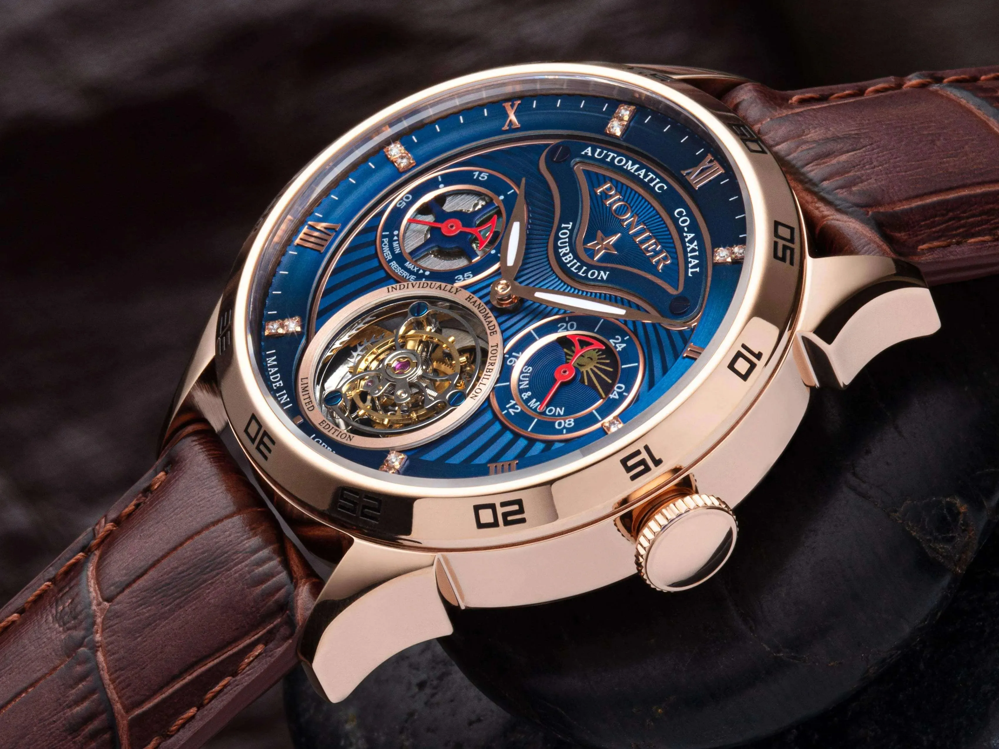 Geneva Automatic Tourbillon Pionier - GM-902-7 | Rose | Handmade German Watch