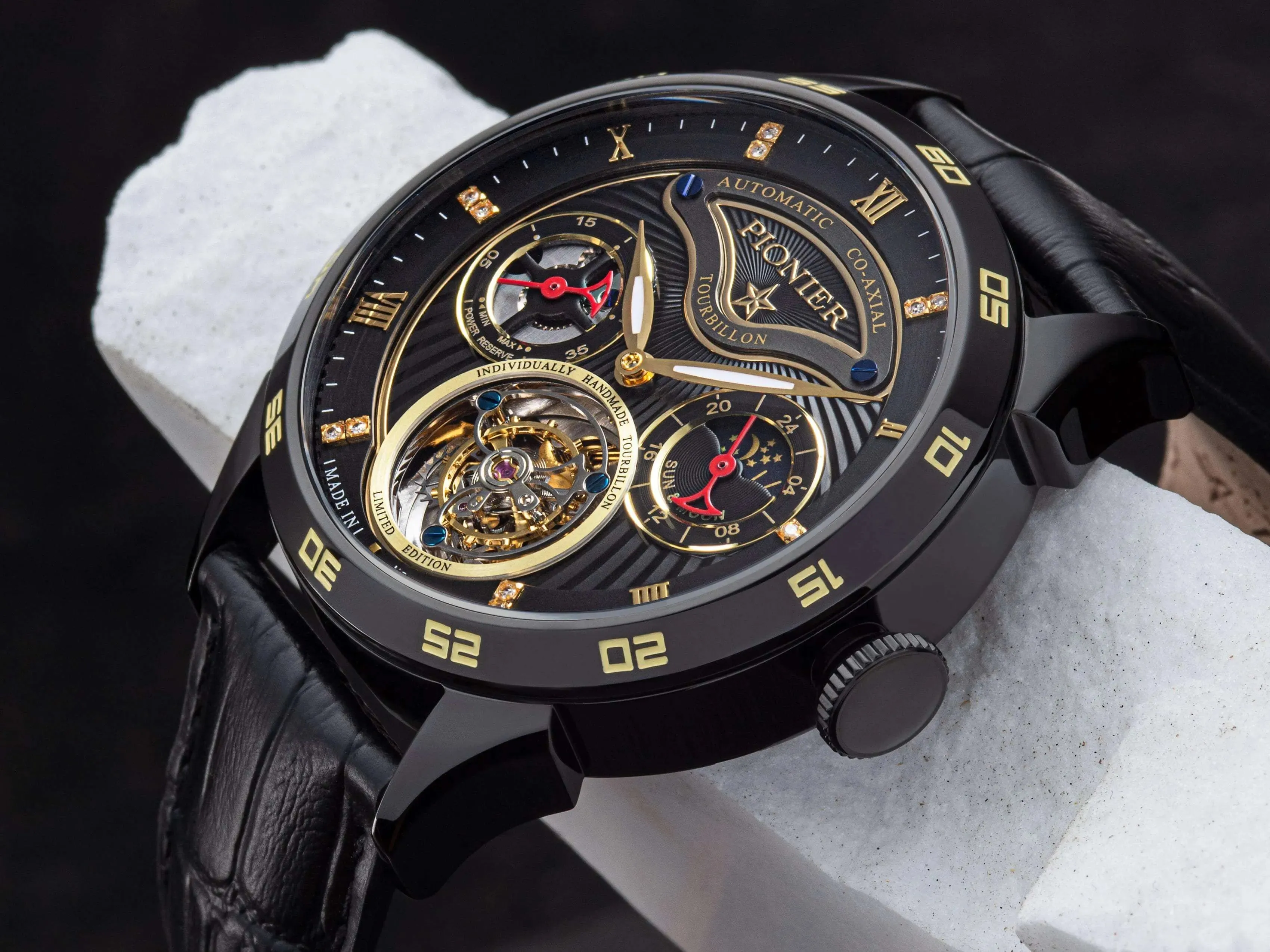 Geneva Automatic Tourbillon Pionier - GM-902-8 | Black | Handmade German Watch