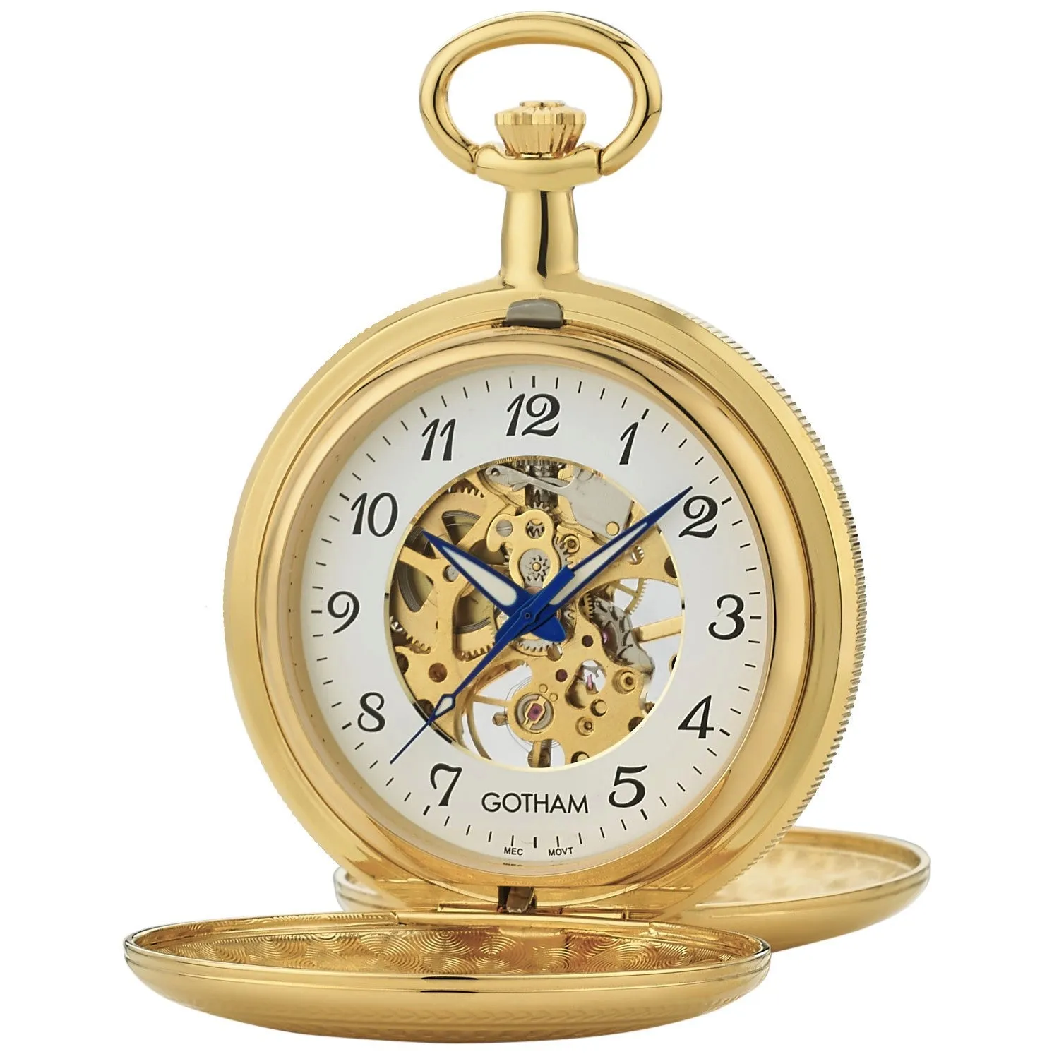 Gotham Men's Gold Plated Double Hunter Mechanical Pocket Watch # GWC14051GA