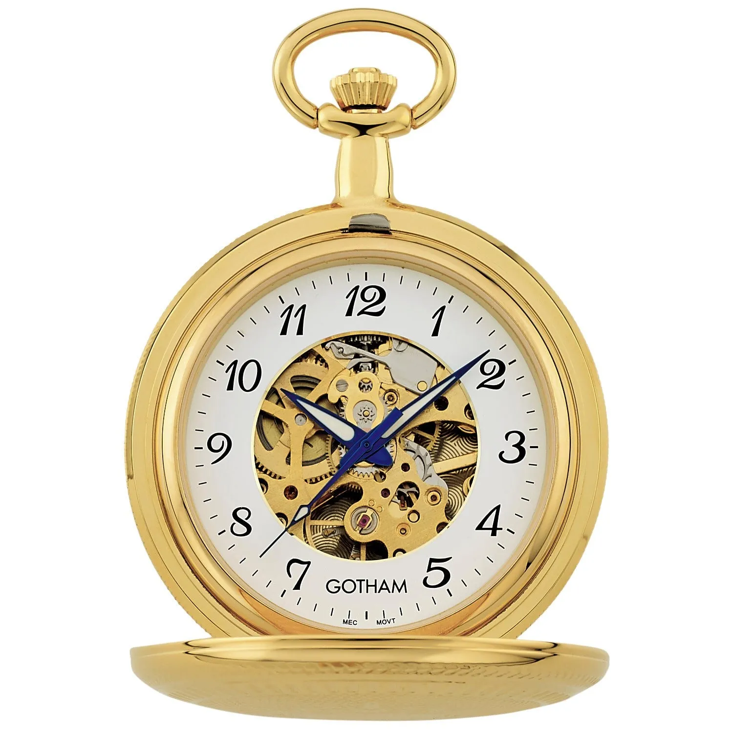 Gotham Men's Gold Plated Double Hunter Mechanical Pocket Watch # GWC14051GA