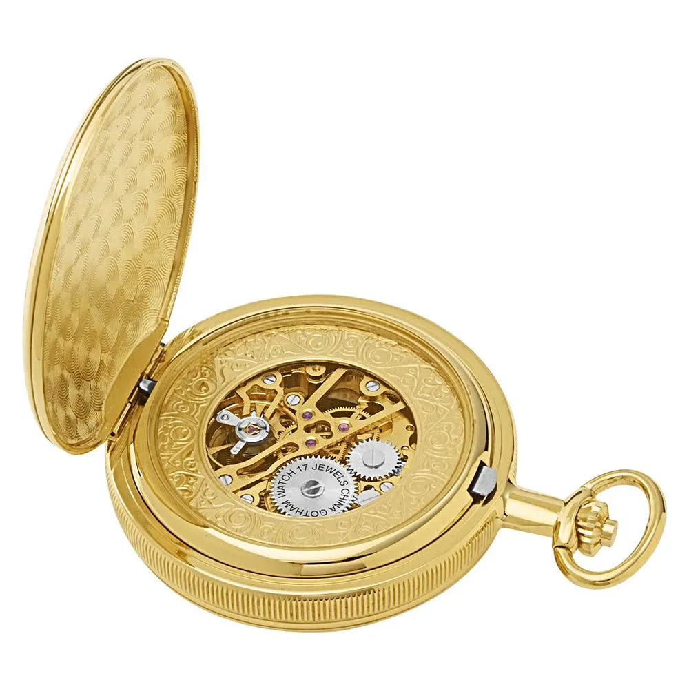 Gotham Men's Gold Plated Double Hunter Mechanical Pocket Watch # GWC14051GA