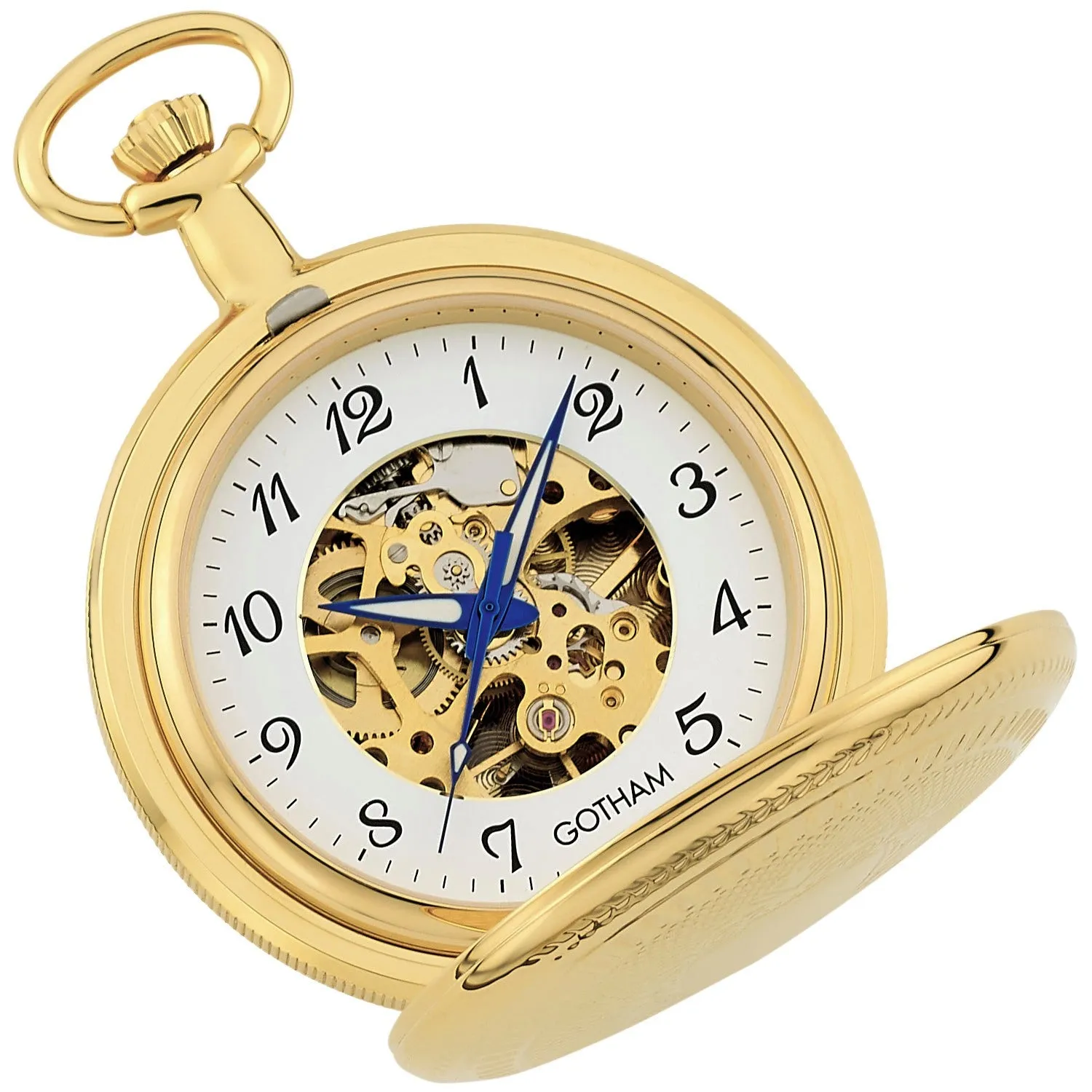 Gotham Men's Gold Plated Double Hunter Mechanical Pocket Watch # GWC14051GA