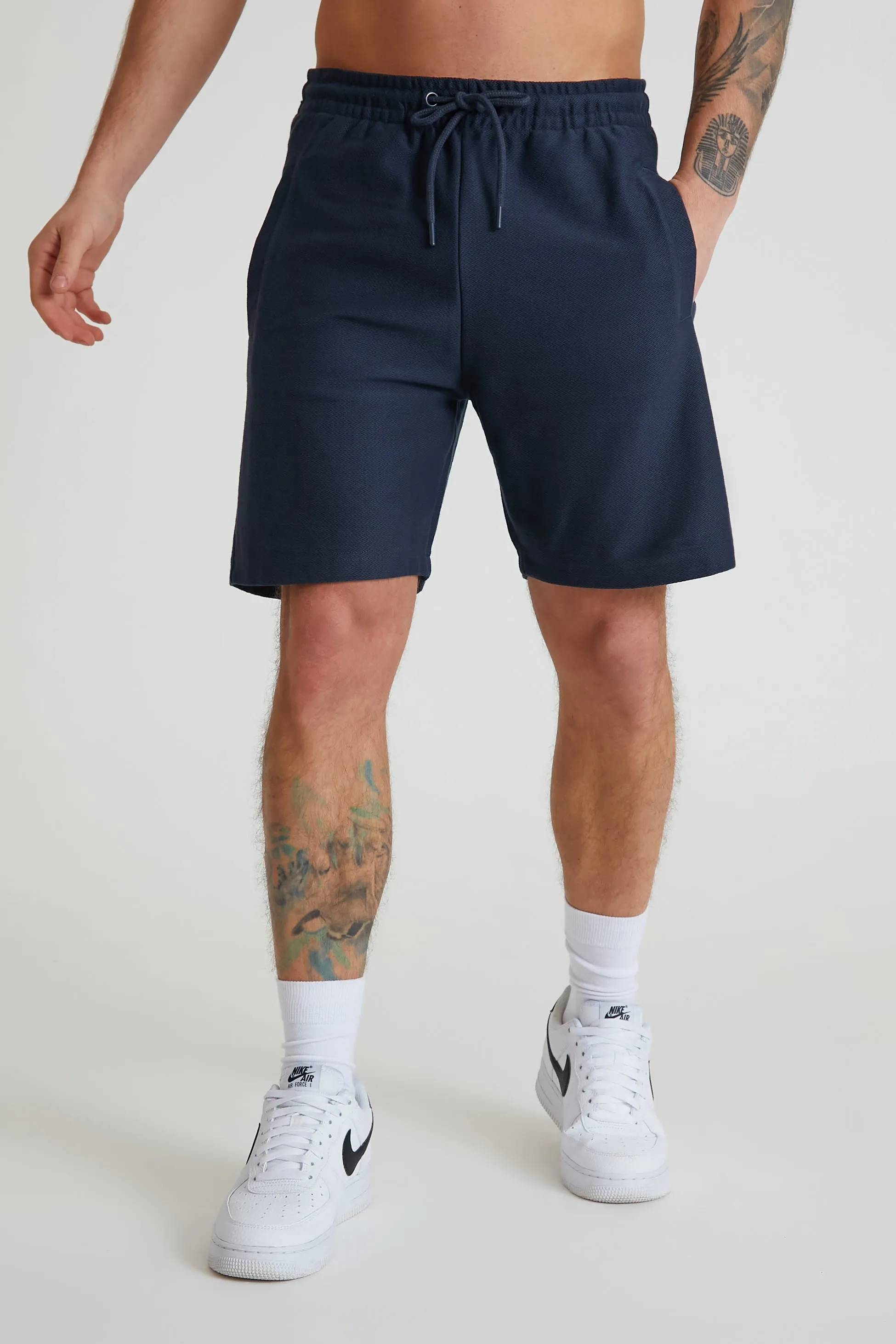 Hains textured drawstring shorts Navy