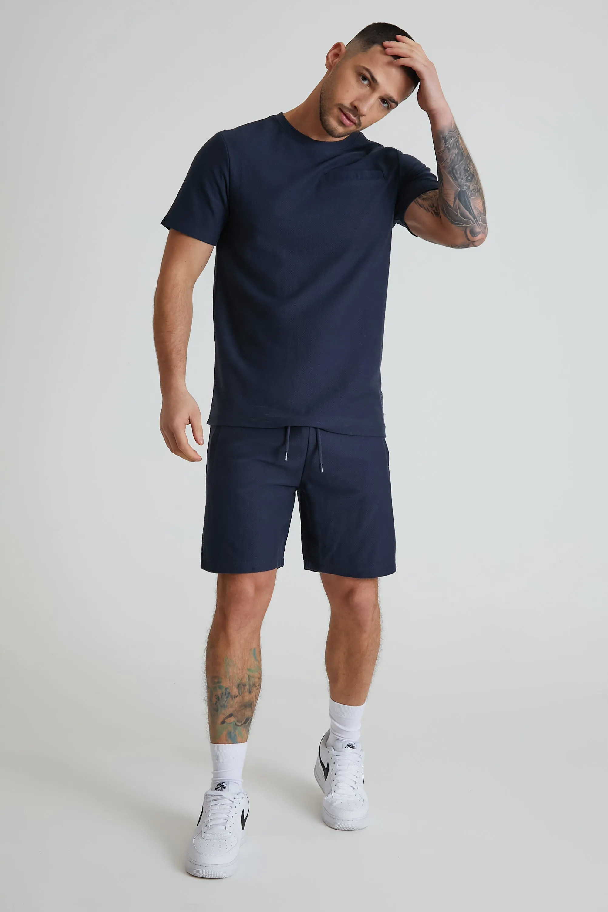 Hains textured drawstring shorts Navy