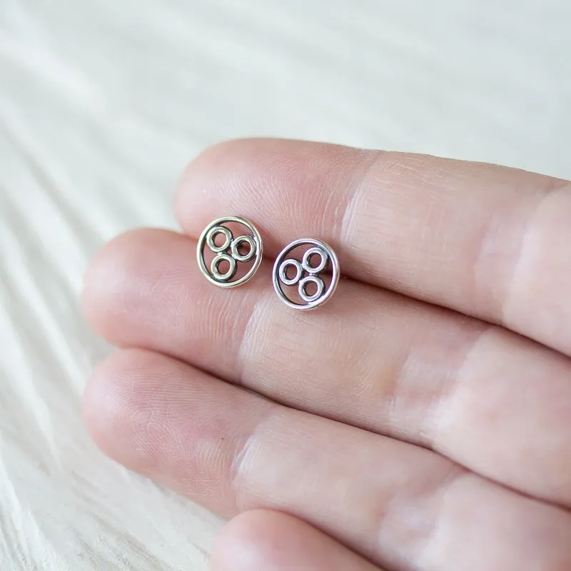 Handcrafted Geometric Stud Earrings, circle bubble cluster earring