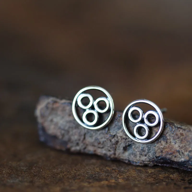 Handcrafted Geometric Stud Earrings, circle bubble cluster earring