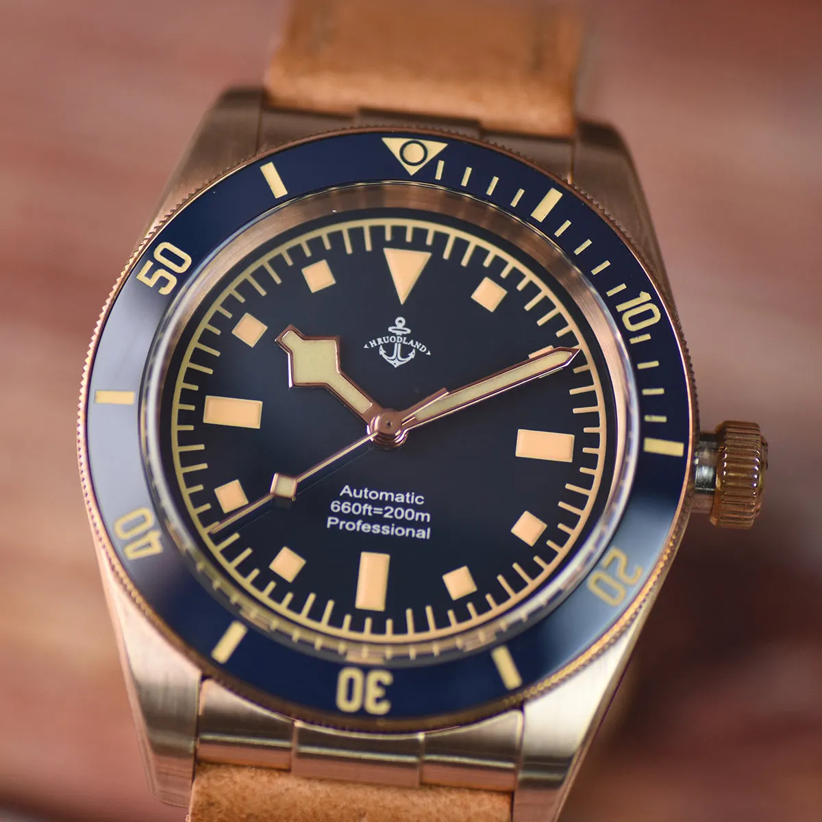 Hruodland 39mm BB58 Retro Bronze Watch