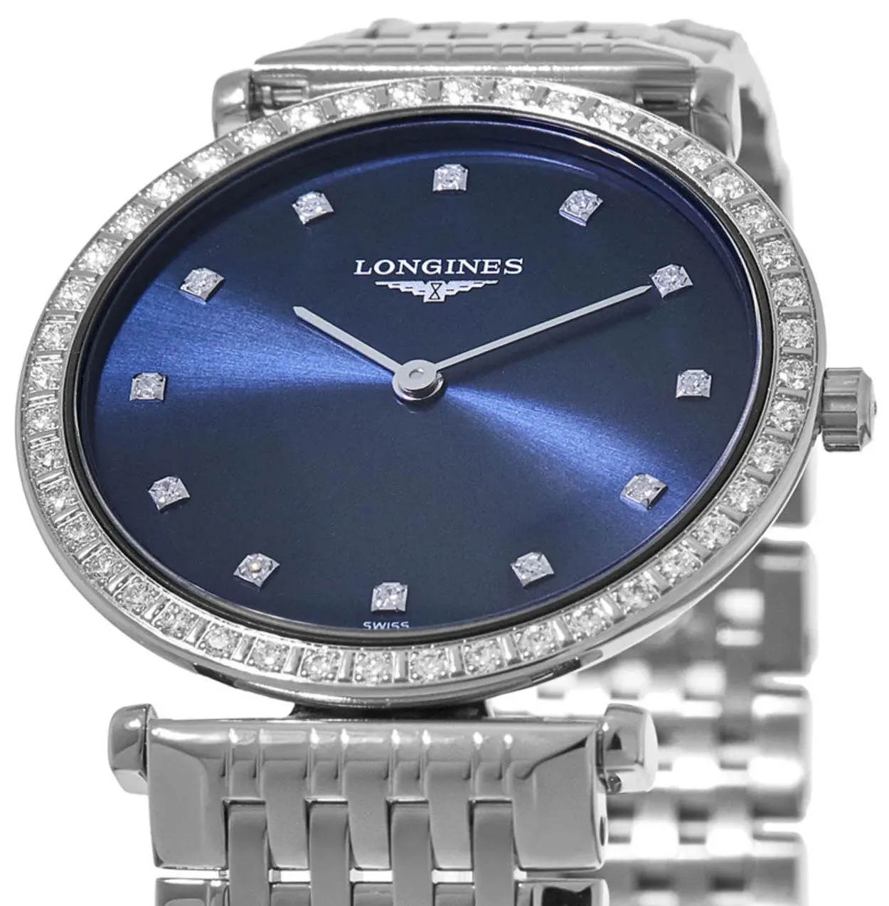 Longines La Grande Classique Stainless Steel & Diamond Womens Watch Blue Dial L45230976