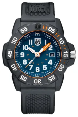 Luminox Navy Seal CARBONOX Black Rubber Strap Blue Dial Date Divers Quartz Mens Watch XS.3503.NSF