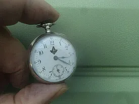 Masonic Pocket Watch Mechanical Vintage Silver Swiss Fob