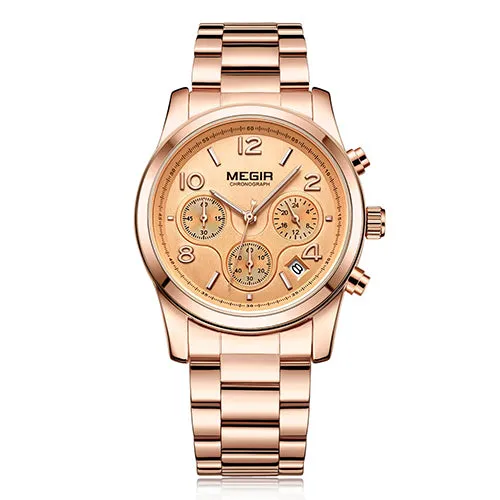 MEGIR Elegant Chronograph Women Watches Relogio Feminino Luxury Brand Ladies Sport Wrist Watch Clock Girl Lovers Wristwatches Hour xfcs