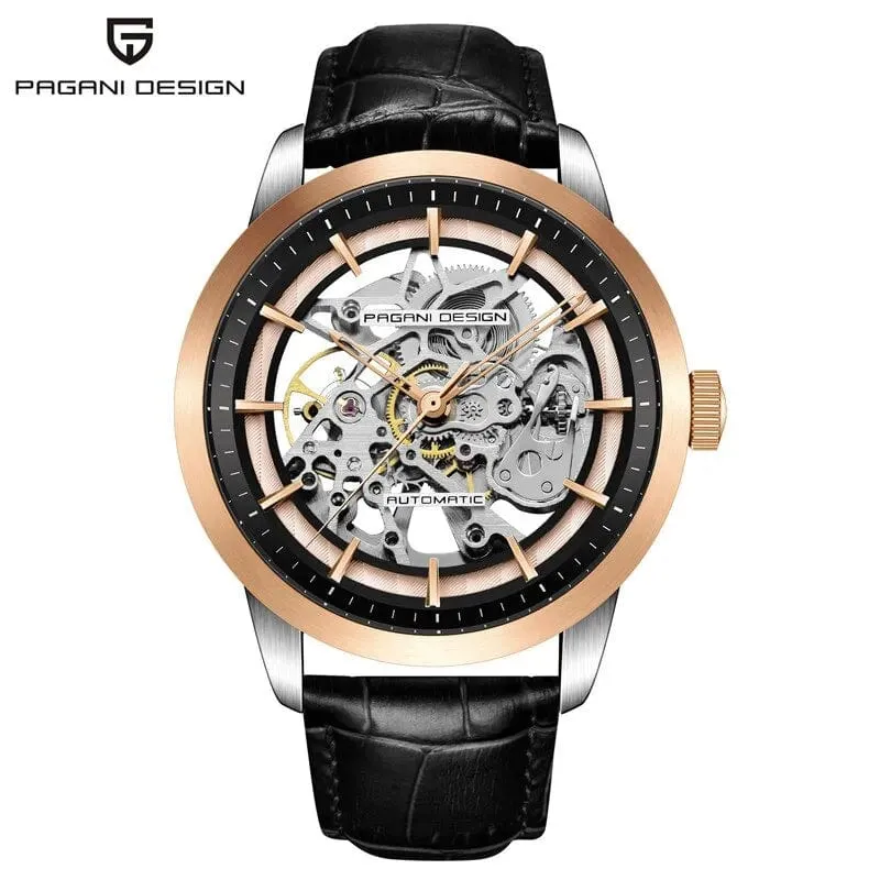 Men's Luxury Leather Automatic Mechanical Watch Stainless Steel Waterproof