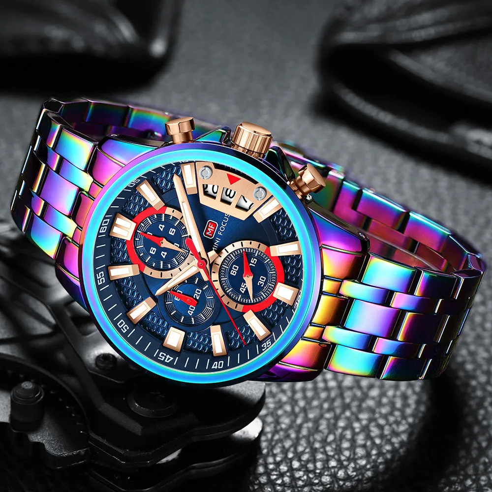 Men's Stainless Steel Watches Chronograph Watch Luxury Luminous Quartz Wristwatch | MF0352G