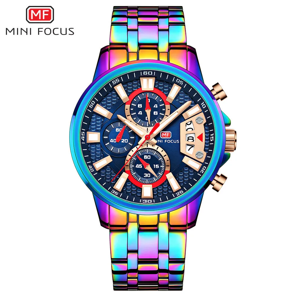 Men's Stainless Steel Watches Chronograph Watch Luxury Luminous Quartz Wristwatch | MF0352G