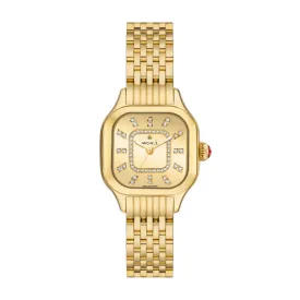 Michele Meggie High Shine Diamond Dial Gold Watch