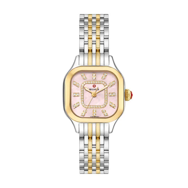 Michele Meggie High Shine Peony Diamond Dial Dual Tone Watch