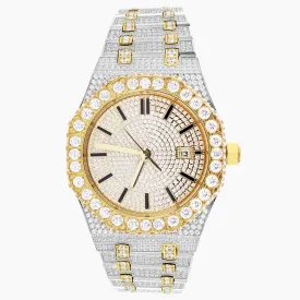 Moissanite Diamond Bezel Two Tone Watch