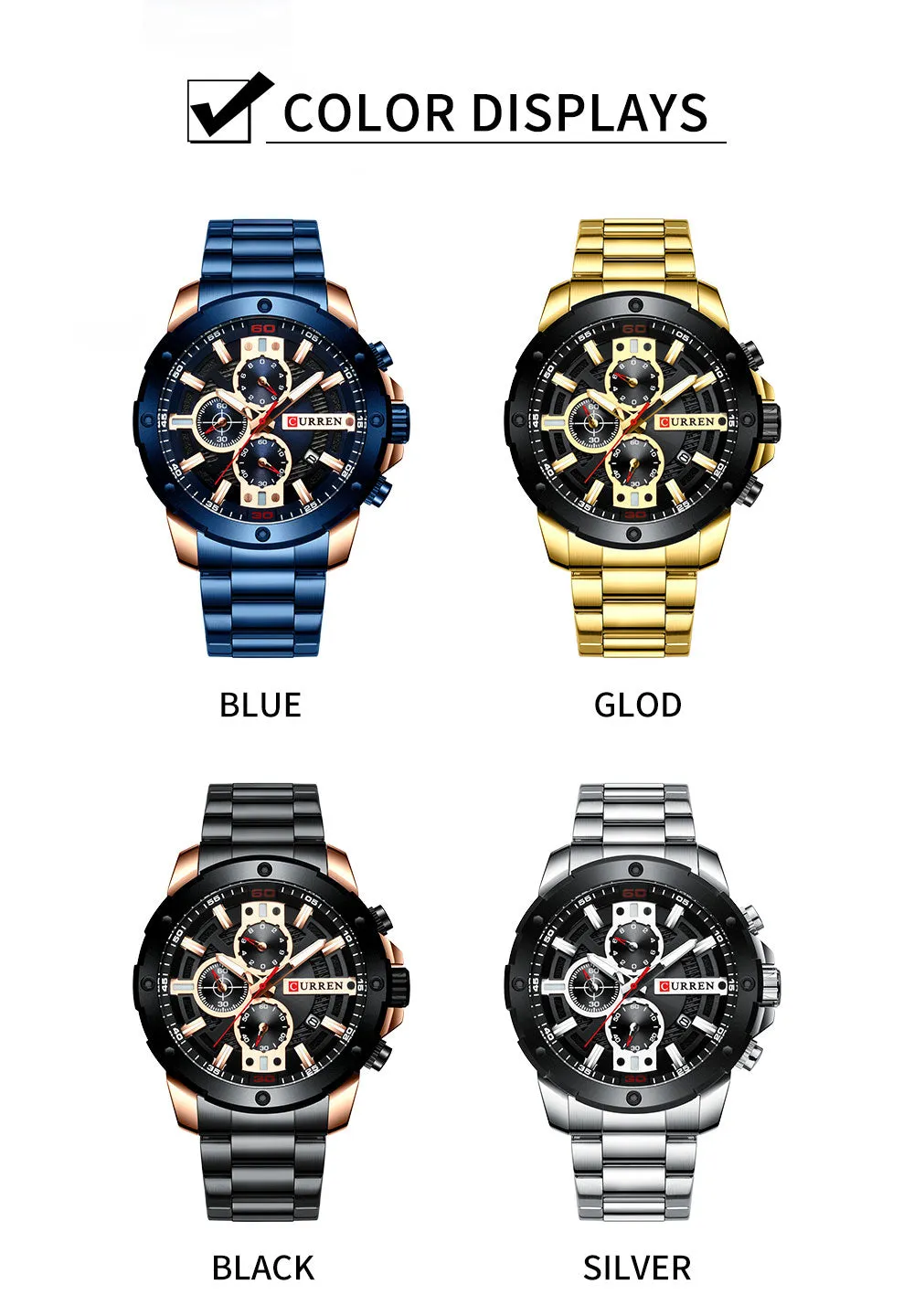 New Quartz Luminous Mans Watch Fashion Sport Stainless Steel Watches 3ATM Waterproof Wristwatch Chronograph Watches