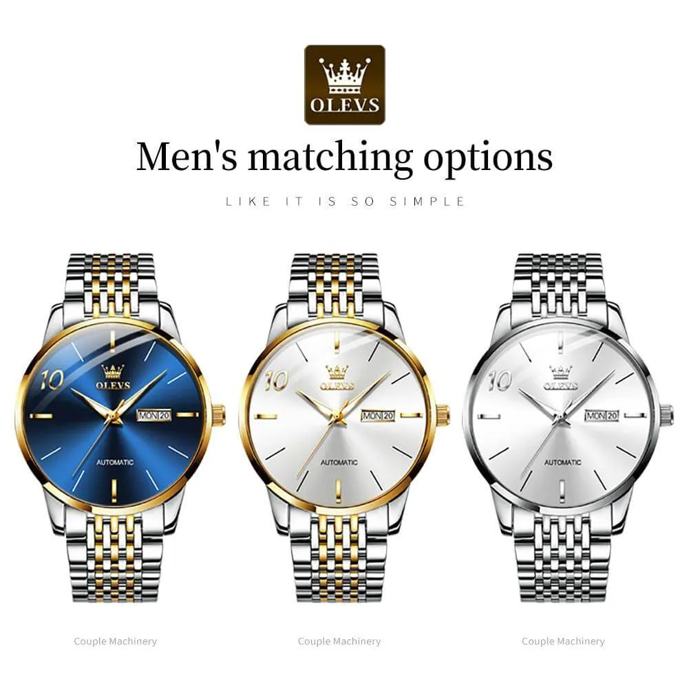 Olevs High Quality Designer Famous Classic Fashionable Waterproof Men's Automatic Mechanical Watch