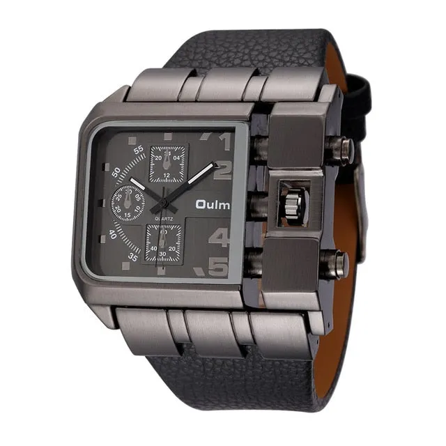 Oulm 3364 Casual Wristwatch Square Dial Wide Strap Men's Quartz Watch Luxury Brand Male Clock Super Big Men Watches