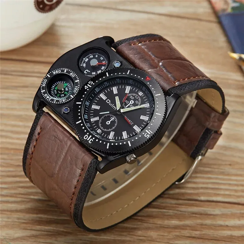 Oulm 4094 Luxury Brand Unique Design Leather Strap Watch