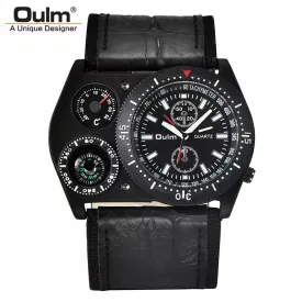 Oulm 4094 Luxury Brand Unique Design Leather Strap Watch