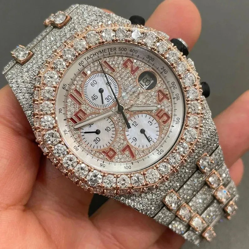 Pass Diamond Tester Moissanite Diamond Iced Out Luxury Mechanical Watch Authentic