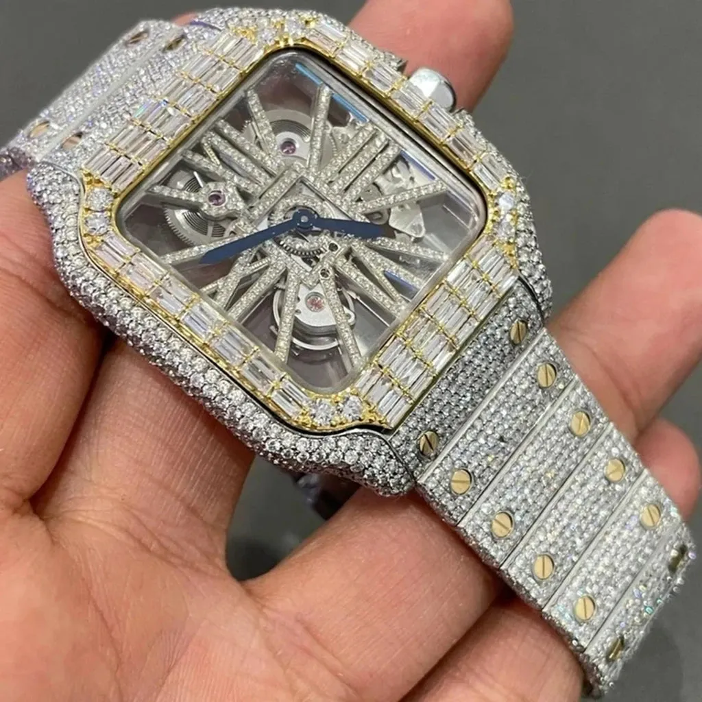 Pass Diamond Tester Moissanite Diamond Iced Out Luxury Mechanical Watch Authentic