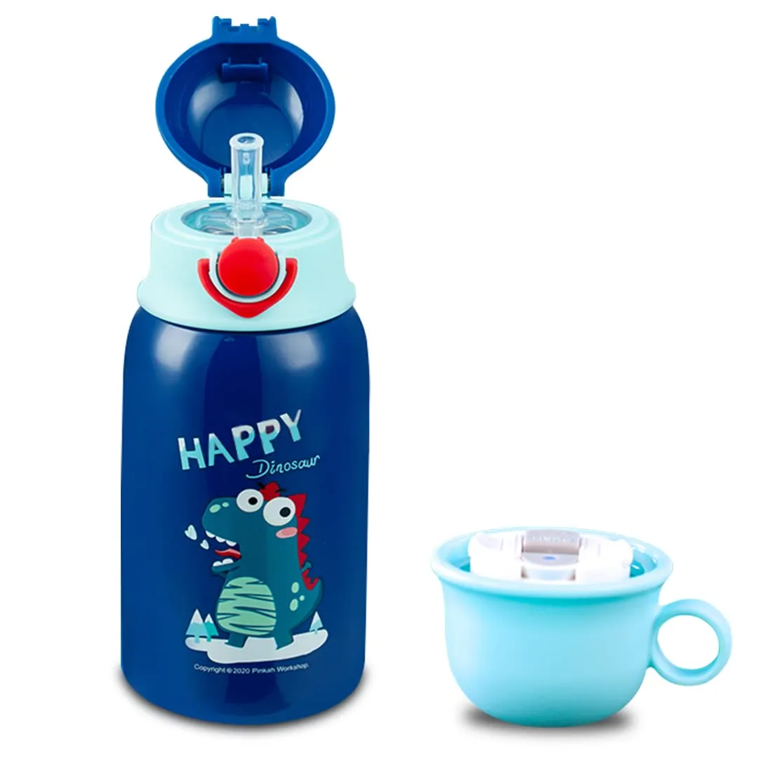 (PINKAH) Kids Bottle Cartoon Design | Stainless Steel (600ML) - Blue