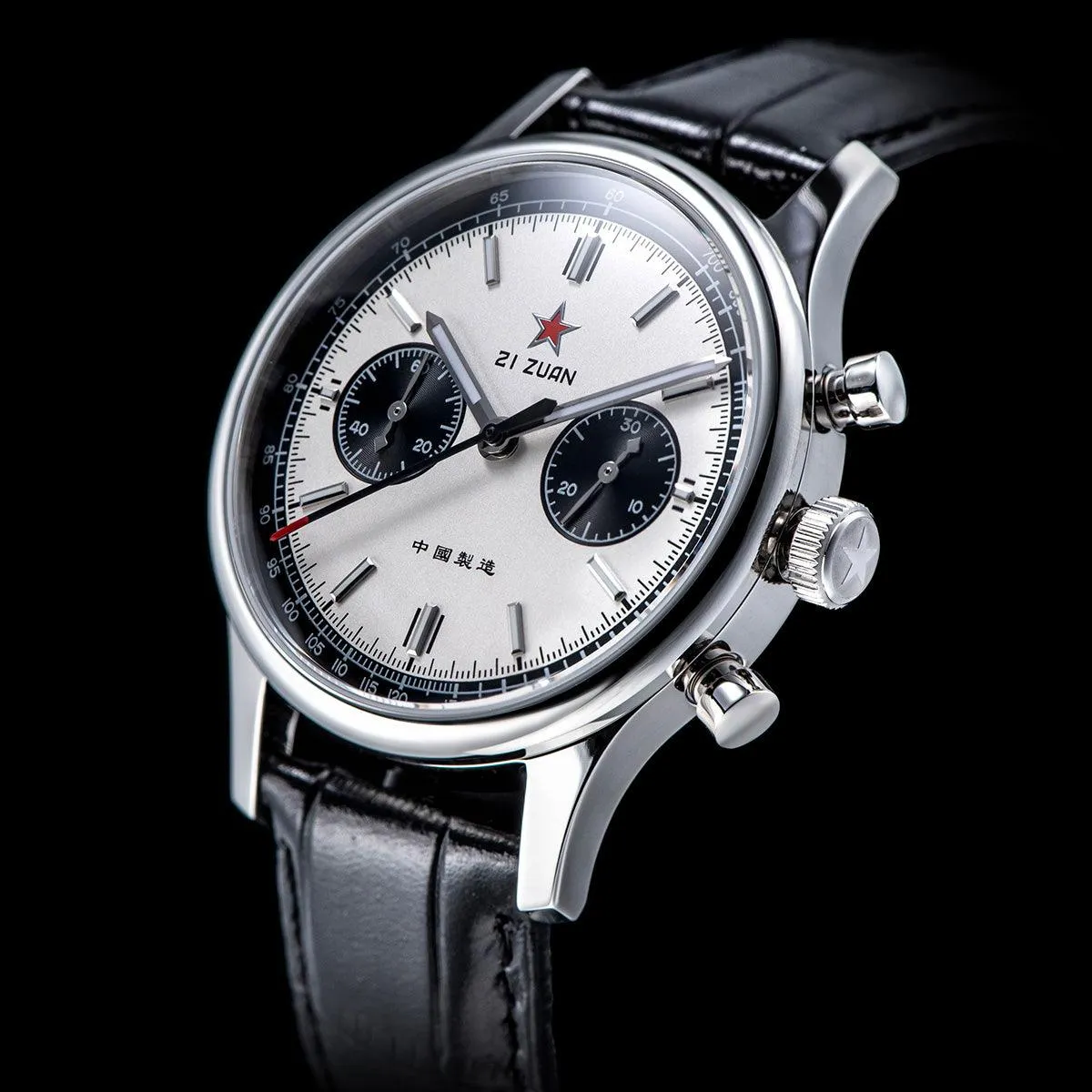 Seagull White Panda Mechanical Men's Watch with 21 Jewels, ST19 Chronograph, and Sapphire Crystal - Model: ST1901-1