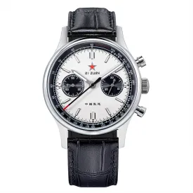 Seagull White Panda Mechanical Men's Watch with 21 Jewels, ST19 Chronograph, and Sapphire Crystal - Model: ST1901-1