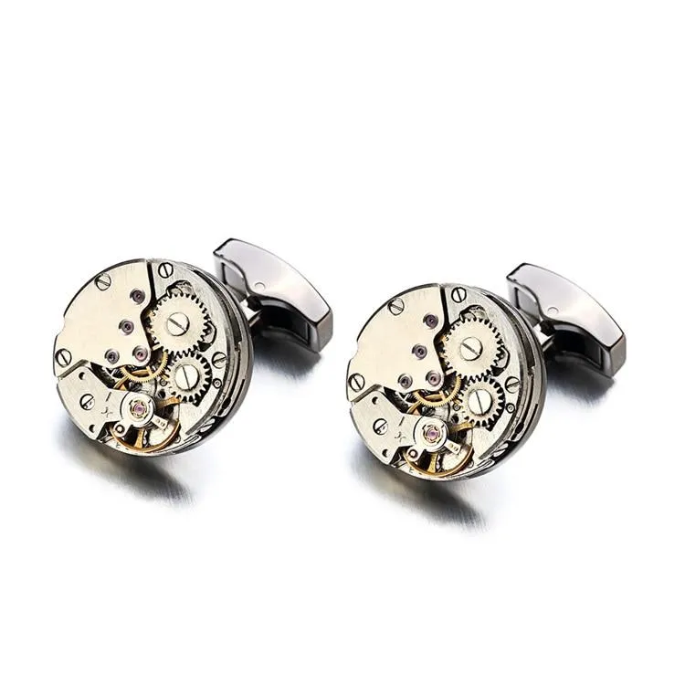 Silver-Tone Mechanical Movement Cufflinks