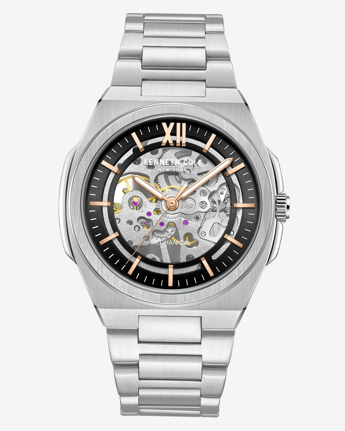 Skeleton Mechanical Gold-Tone Bracelet Watch