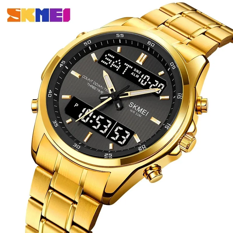 SKMEI 2049 Stainless Steel Luxury Analog Quartz Digital Watch