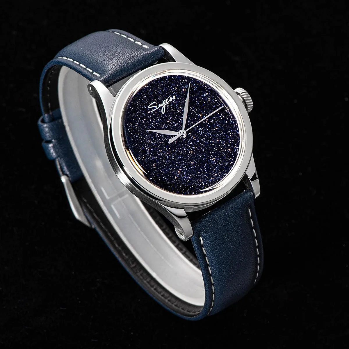 Sugess Blue Sandstone Stainless Steel Mechanical Watch with ST2130 Seagull Movement