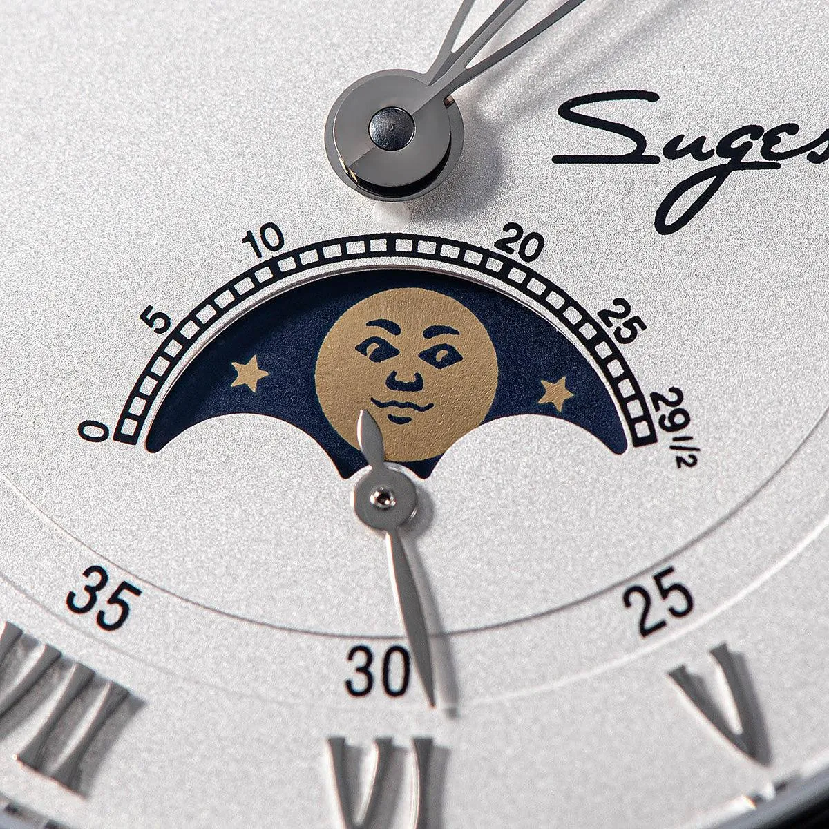 Sugess mechanical men's watch Seagull ST2528 automatic movement smiley face moon phase waterproof personalized customized automatic watch